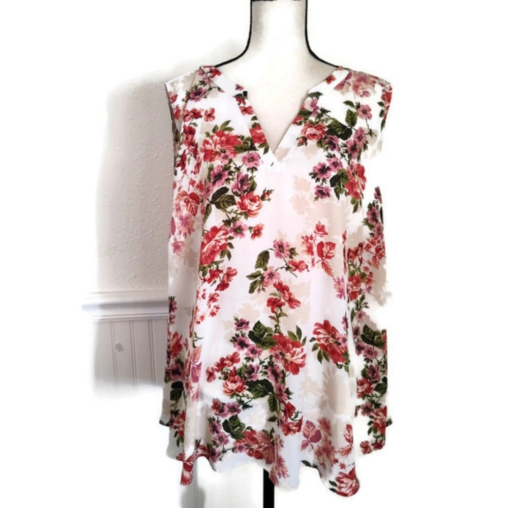 Sleeveless Floral Print Cottage Core Garden Girl Top Rose Sprays Plus Size 20